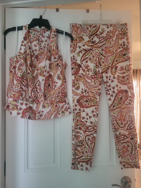 New York & Company Pants - New York & Company White Paisley Halter Style Top and Pants Set.